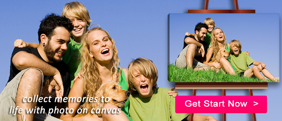 Wall group, Photos of special memories printed on multiple canvas add the perfect touch.